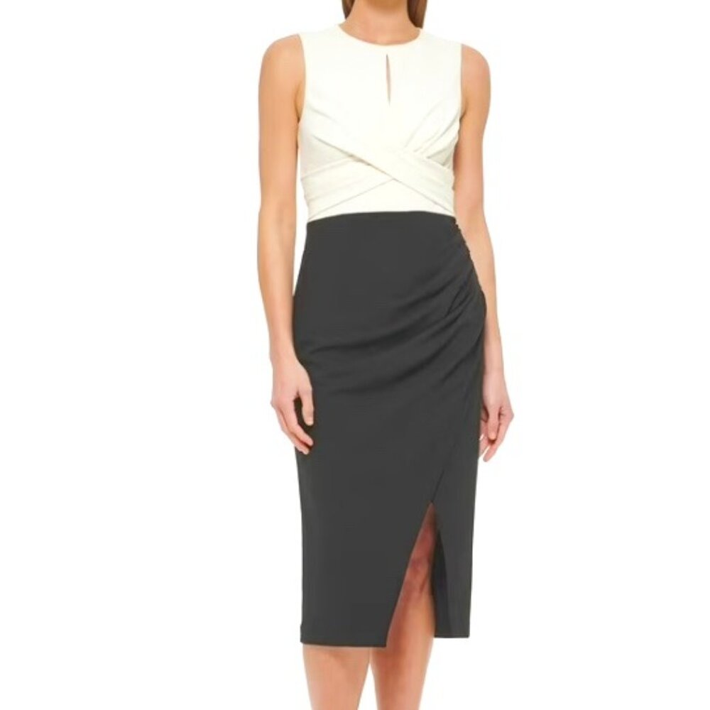 DKNY Womens Keyhole Ruched Wear dress Size 14